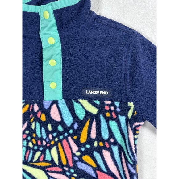 Lands End Kids Fleece Pullover XXS 2-3 Navy & Multicolor Pattern - Picture 4 of 10